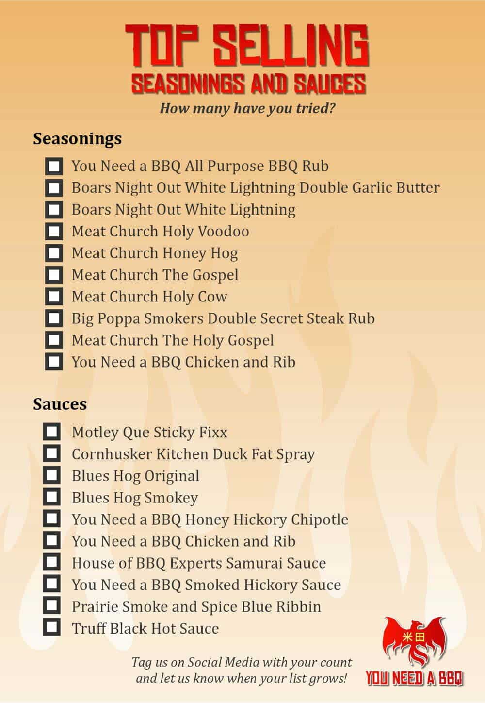 Top Seasonings and Sauces Checklist