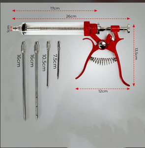 Red Meat Injector 4 Needles-Grip Marinade Injector