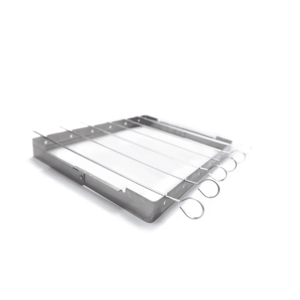 Stainless Steel Kebab Rack with 6 Skewers | Folding 13" x 10" BBQ Set