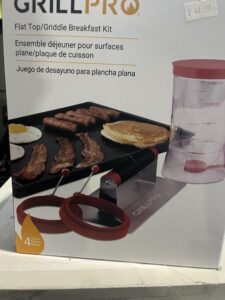 GrillPro Flat Top Breakfast Kit | Pancake Dispenser, Egg Rings & Bacon Press | Griddle Cooking Set