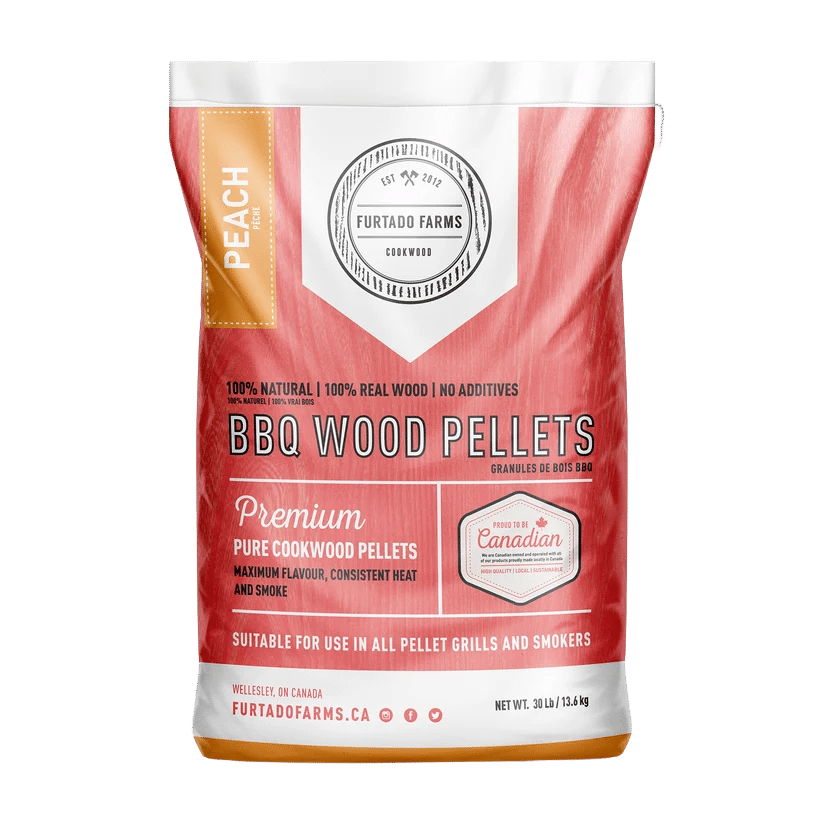 BBQ Fuel - Wood Pellets, Lump Charcoal, Wood Chunks - Get that Beautiful Smoky Flavour 1 Furtado Farms Peach Pellets 30lb